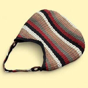 Vintage Large Multi-coloured striped hobo tote bag